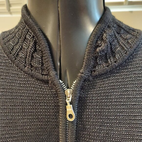 Fia Italia Crisp Black & Gray Knit Long Sleeved Top Size S - Picture 2 of 9